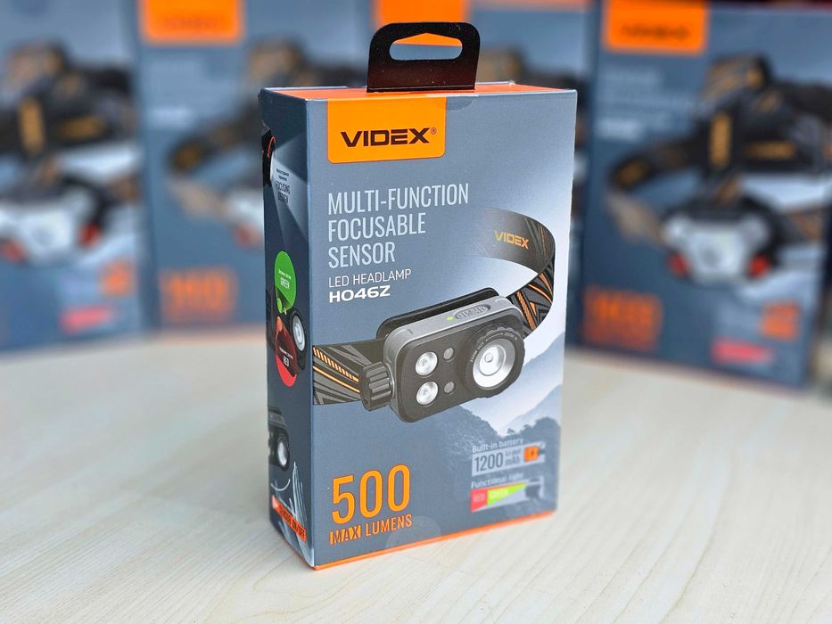 Налобний ліхтарик VIDEX VLF-H046Z 500Lm; з ЗЕЛЕНИМ та ЧЕРВОНИМ світлом, для походів та військових. Легкий та компактний ліхтар відекс 046 на голову