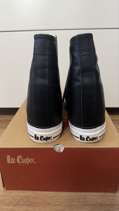 Czarne trampki damskie Lee Cooper – koturn, eko-skóra | nowe roz. 38