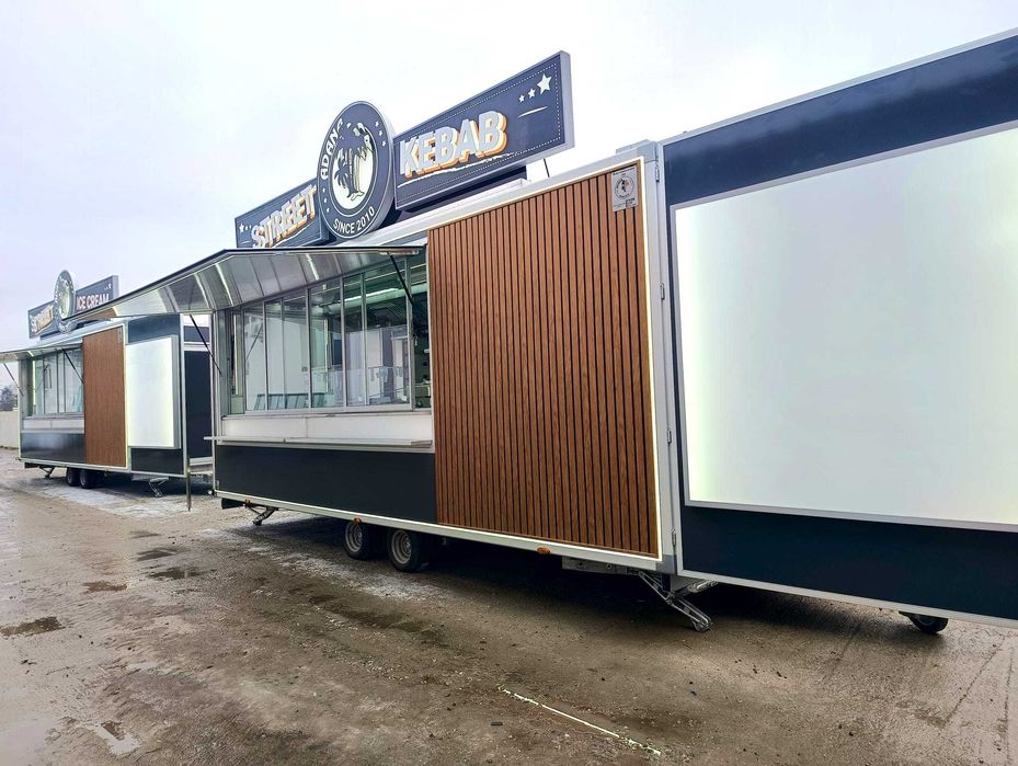 FoodTruck przyczepa kebab wyposażona 6,2x2,3x2,3m pod klucz