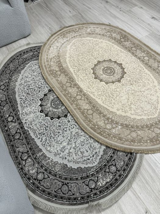 Килим ковер овал прямий сірий бежевий кольори класика абстракція