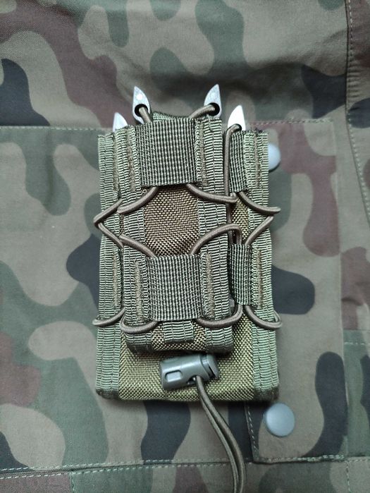Ładownica MOLLE na 2 magazynki: 1 pistoletowy + 1 karabinowy ZIELONA/RANGER GREEN