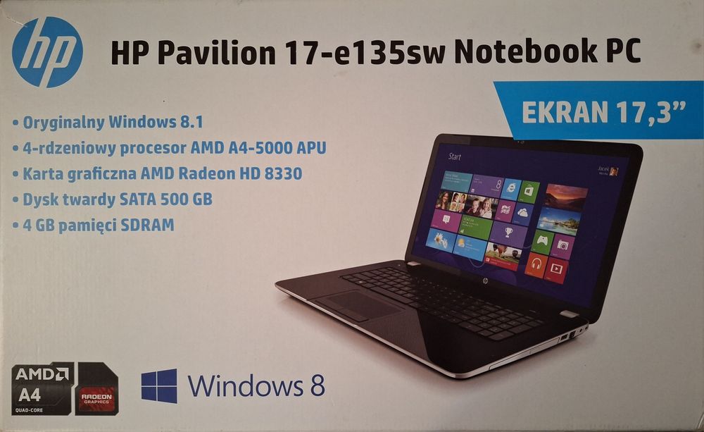 Laptop HP Pavilion 17-e135sw i5 / 8GB RAM / SSD / Windows 10