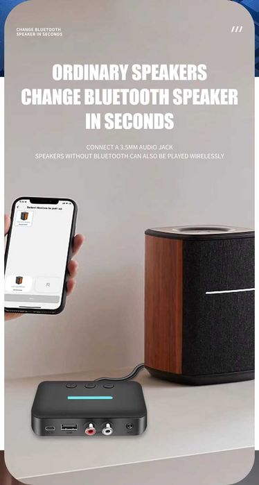 Bluetooth Audio Receiver AUX RCA USB Stereo SBC/AAC NFC do PC TV Auto