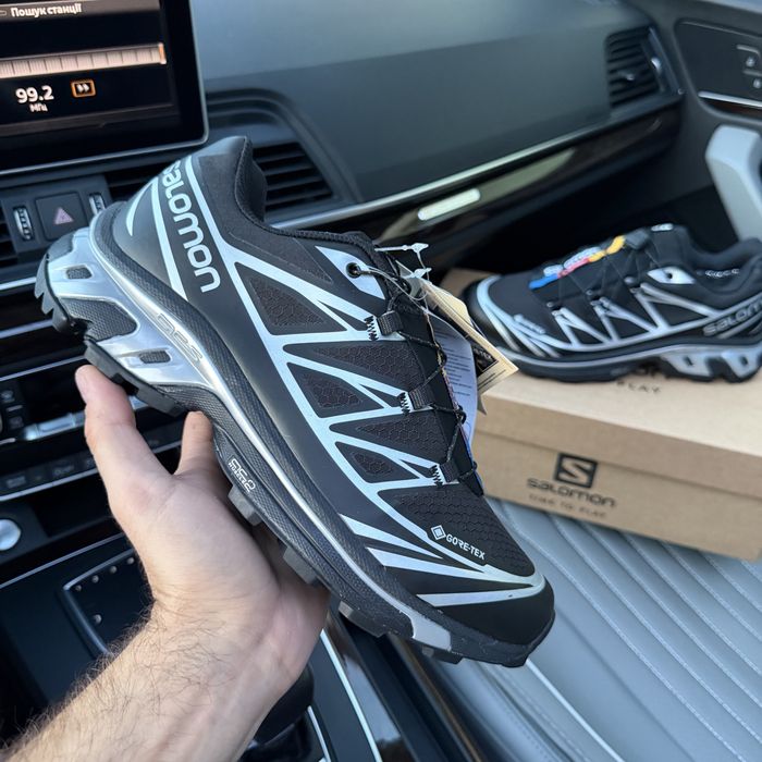 Чоловічі вологостійкі термо кросівки саломон осіні зимові  Salomon XT6 Gore Tex black silver premium