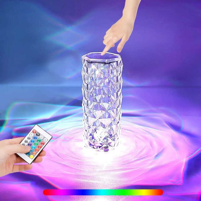 Сенсорная настольная лампа Роза ночник с пультом RGB Crystal Rose