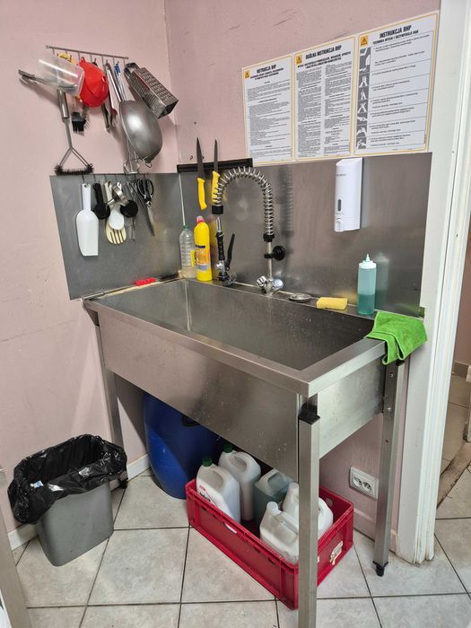 Stół zlew gastronomiczny jednokomorowy głęboki (basen) + bateria spryskiwacz