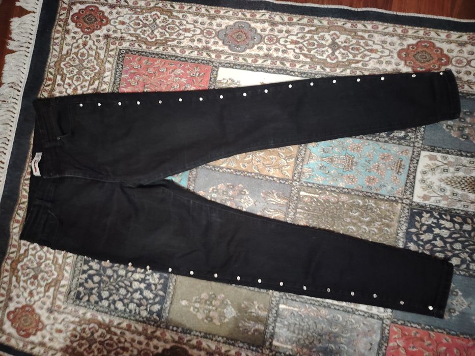 Джинсы штаны коттон стреч с камнями по бокам девочке 11-13л Турция