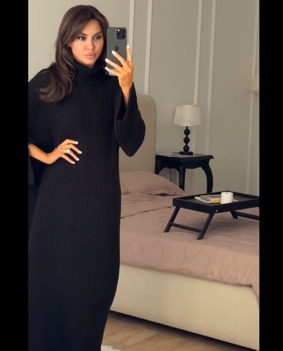 Тепла сукня оверсайз максі ангора рубчик