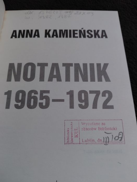Anna Kamieńska Notatnik 2 tomy
