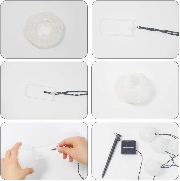 2 Solarne łańcuchy świetlne lampiony diody LED dekoracja ogrodowa