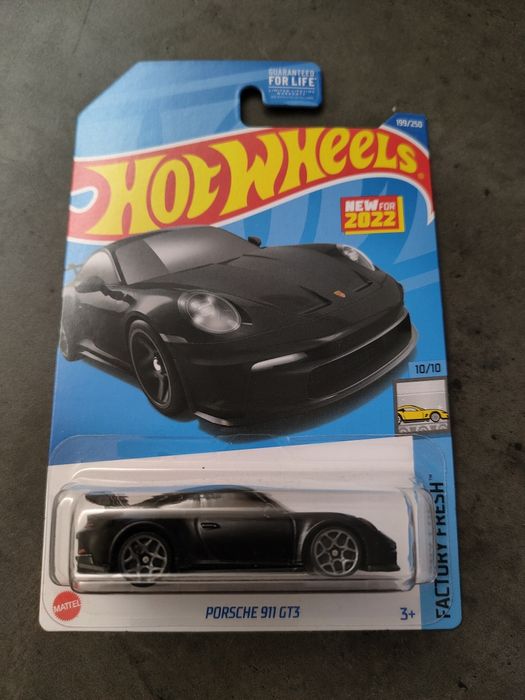 Porsche 911 GT3 Black 2022 USA Long Card Hot Wheels rs czarny mat