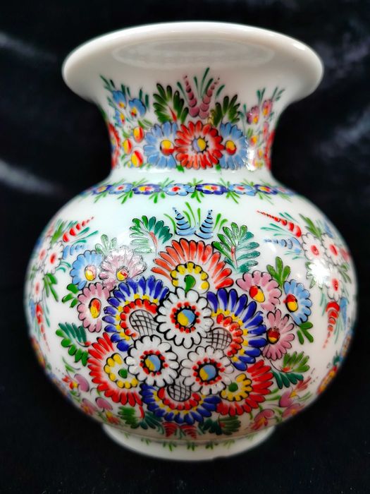 Cepelia Opole ręcznie malowany wazon kwiaty wzór ludowy