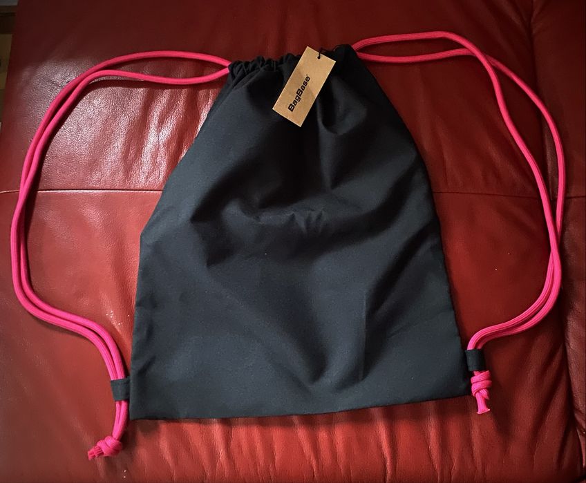 Torba worek plecak czarny różowy hot pink nowy z metką Bag Base
