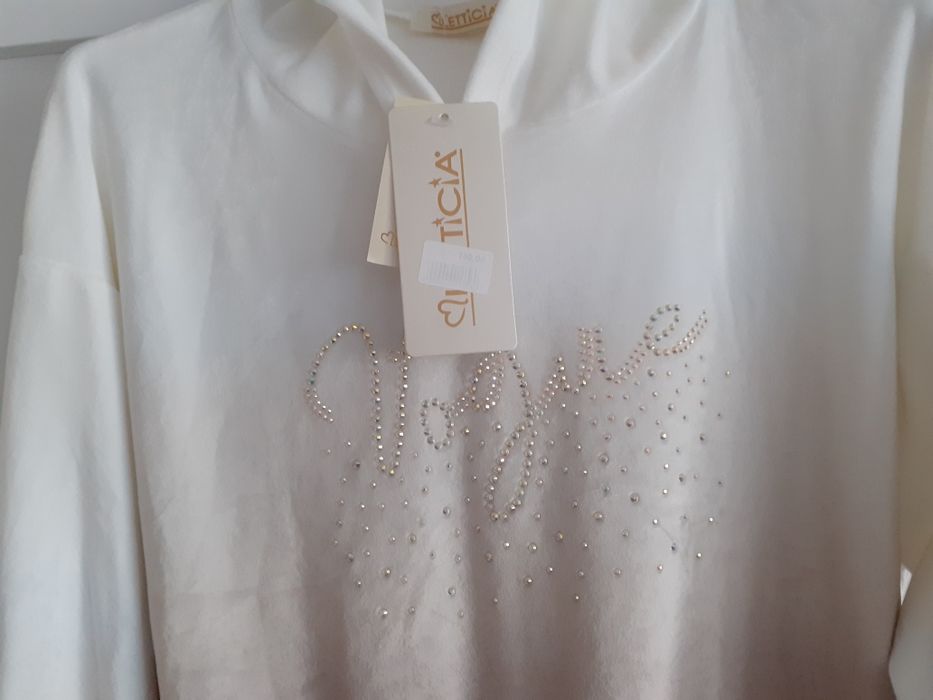 Bluza dresowa welurowa z kapturem letticia nowa rozm s/m