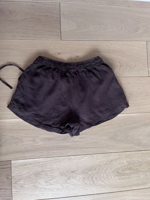 Lniany czekoladowy komplet damski XS