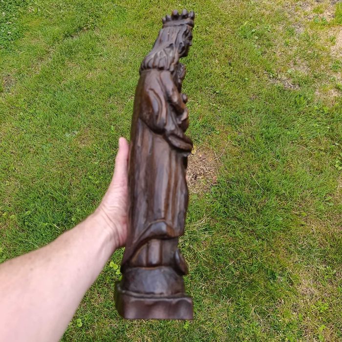 Drewniana figura Matka Boska z Dzieciątkiem | rzeźba 42 cm | vintage