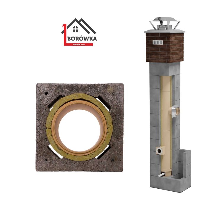 Komin systemowy ceramiczny - wysokość 8m K Fi 180/200 Uniwersal