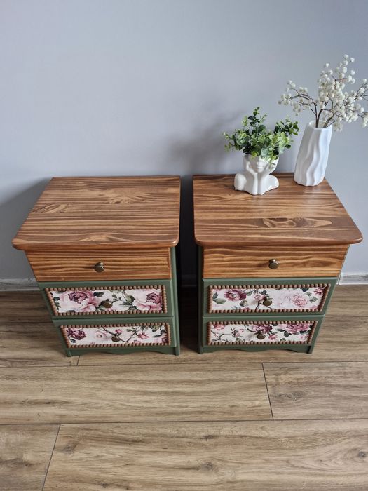 Sosnowe szafki nocne po stylizacji