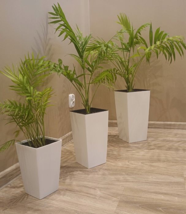 Donice na balkon z wkładem zestaw 3 szt białe ogrodowe