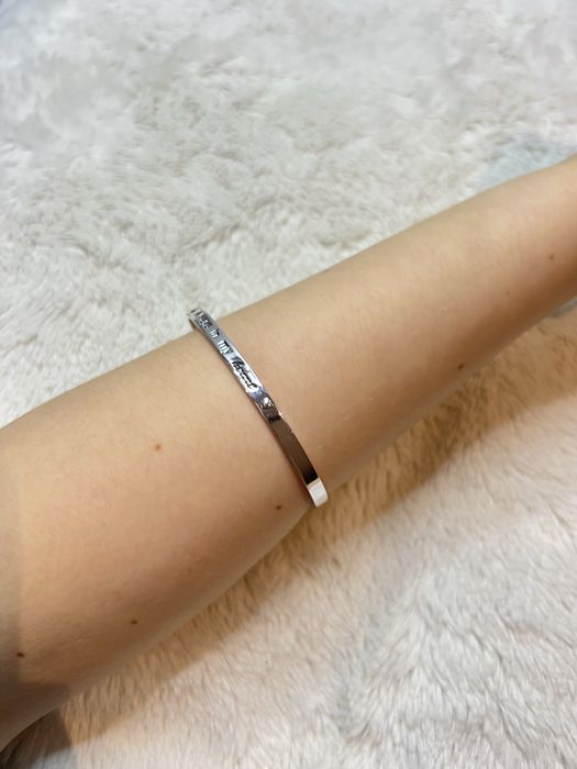 Bransoletka Equilibrium stal nierdzewna posrebrzana grawerowana 32