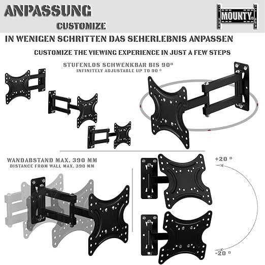 Uchwyt Ścienny do Telewizora Mounty – Obrotowy i Pochylny (do 37 cali)