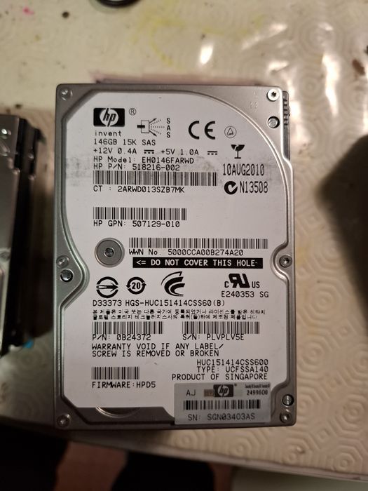 HP Disco EH0146FARWD 146GB 15K RPM 64MB Cache 6 Gb/s SAS 2.5" HDD64752397050753120