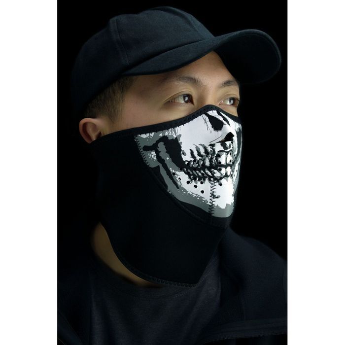 zan headgear half face mask with neck shield 3-panel skull face one