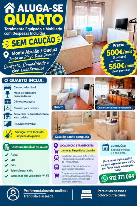 Aluga-se quarto em Massamá (SEM CAUÇÃO)