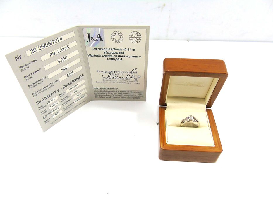 Złoty pierścionek z brylantami 0,05CT R.12 pr.585 Lombard Żuromin