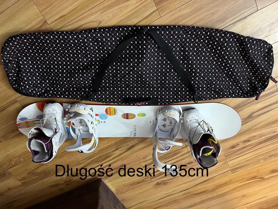 Deska snowboardowa Burton 135 cm, wiązania i buty Burton Lexa rozm.38