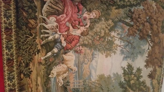 Explendido y antigo cuadro en tapete tempos de isabelinha