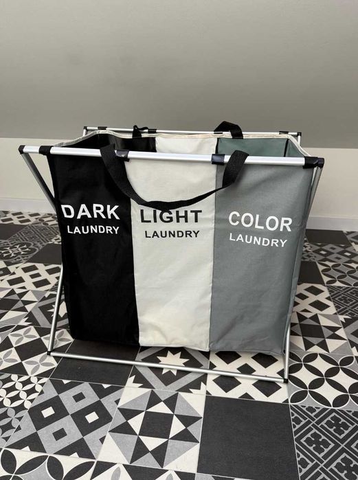 Składany Kosz Na Pranie Filcowy Wolnostojący 3 Komory