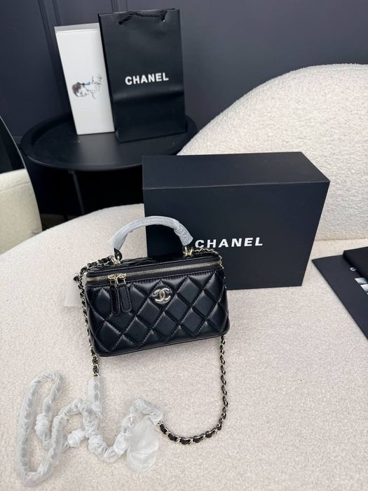 ‼️SALE‼️ Chanel Mini Vanity Case in Black Lambskin / Chanel Mini Vanity Case / женская кожаная сумочка Шанель