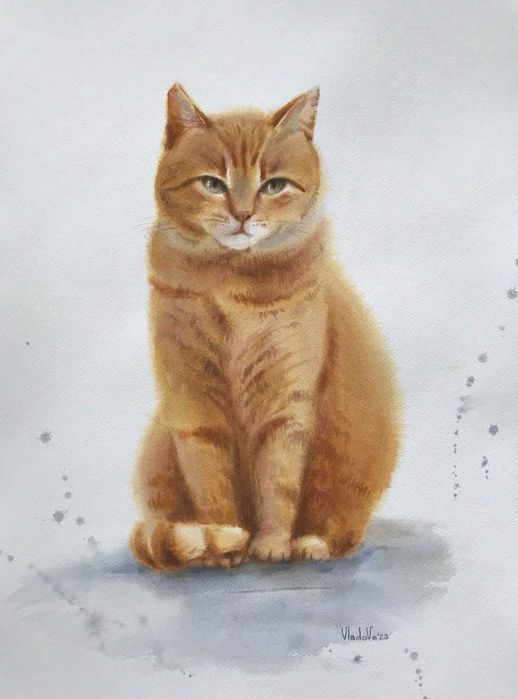 картина, котики, акварель, декор, подарок, уют