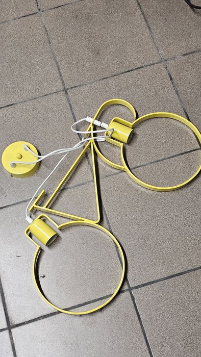Nowa lampa rower wisząca żółta 2-punktowa