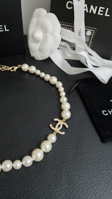 Kolia naszyjnik korale chanel perły