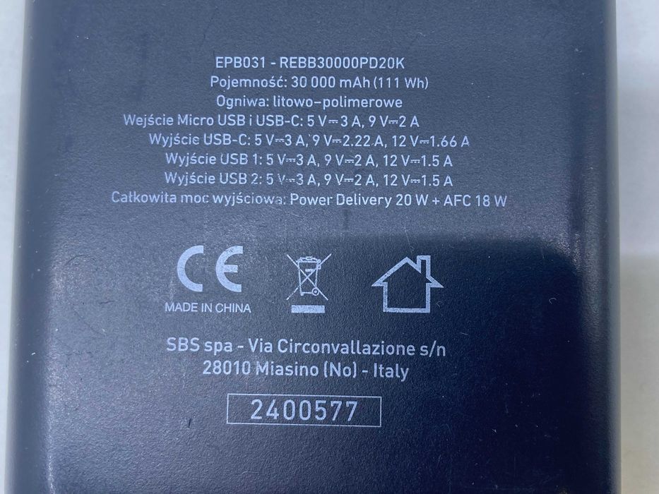 Powerbank Reinston 30000 mAh PD 20W