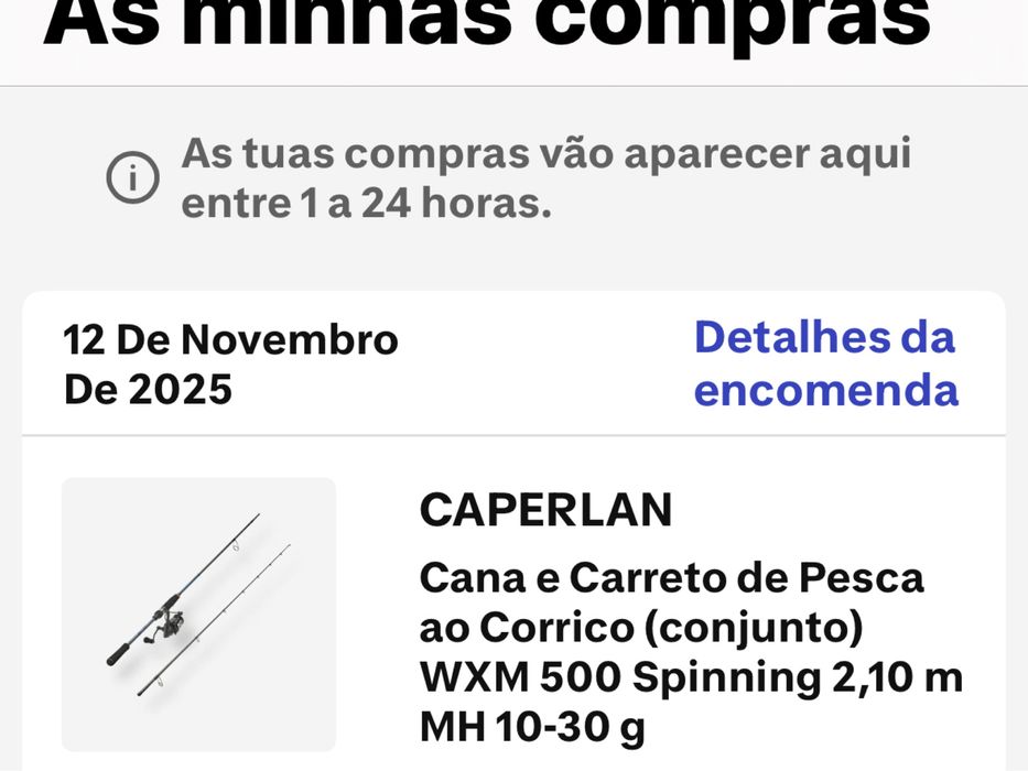 Cana de pesca nova comprada este mes