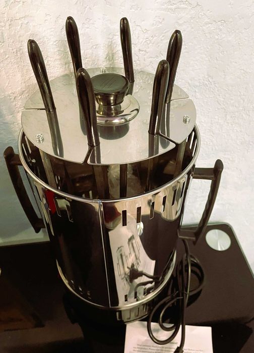 Электромангал электрошашлычница domotec 1000 вт шашличниця гриль 6 шт.