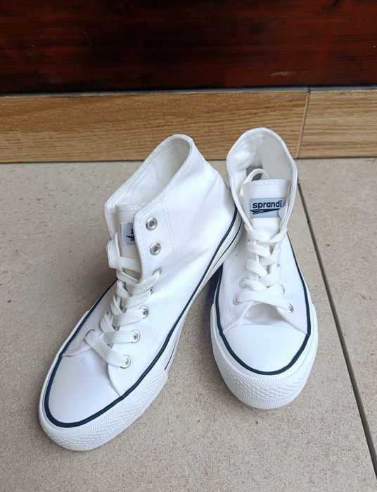 Buty Sprandi Białe Sneakersy Trampki Materiałowe Sportowe Za Kostkę