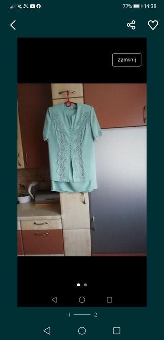 Elegancki Włoski Komplet Spódnica Żakiet Wesele Chrzest Komunia 42/44