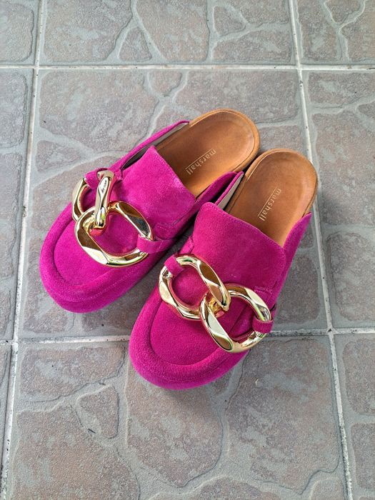 Klapki zamsz fuksja