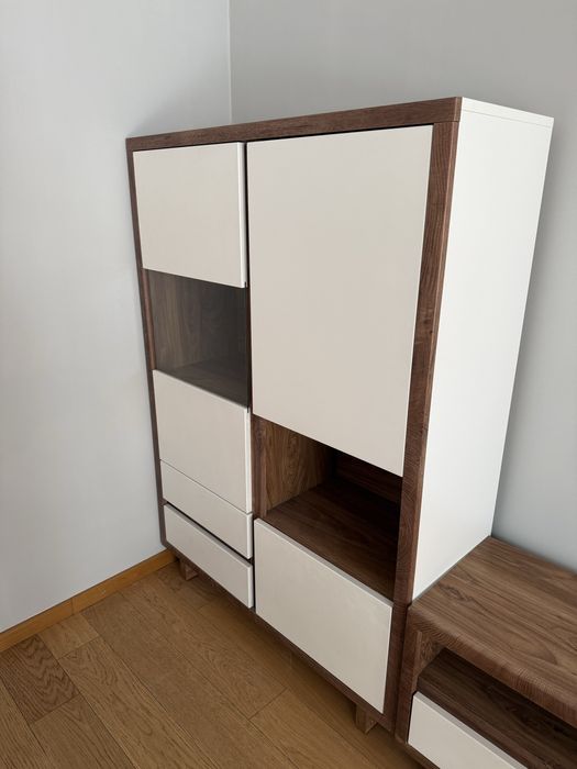 Zestaw mebli do salonu Agata Meble biały mat orzech