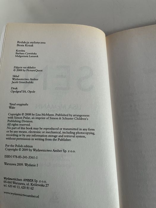 książka Sen Lisa McMann