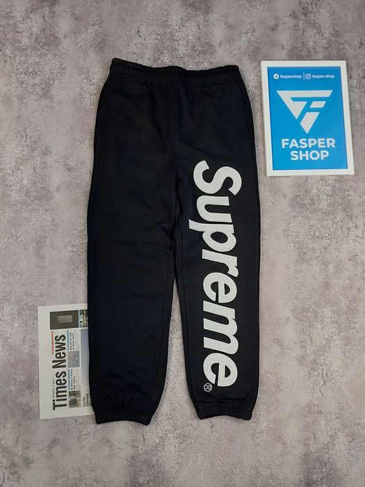 БРЕНДОВА УПАКОВКА, Чорні базові Штани Supreme, Черные Штаны Суприм базовой посадки