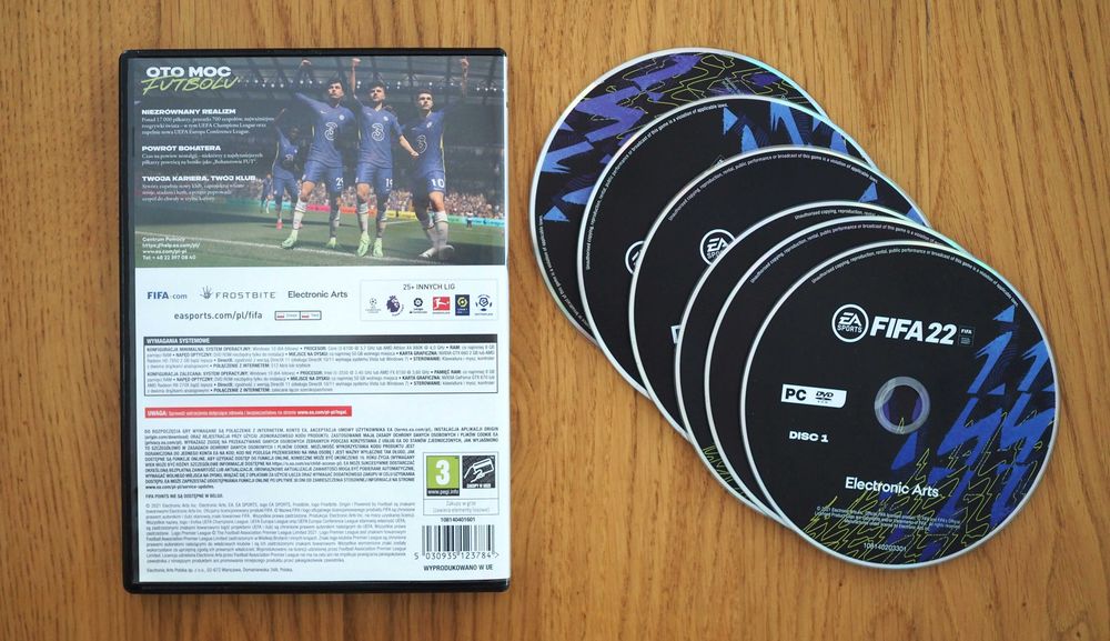 Fifa22 PC, pudełko, płyty