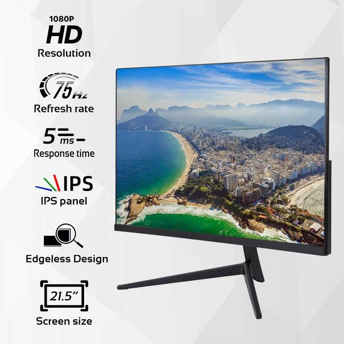 Monitor ZFTVNIE Full HD 21,5" 1920*,1080P IPS bezramkowy75 Hz VGA