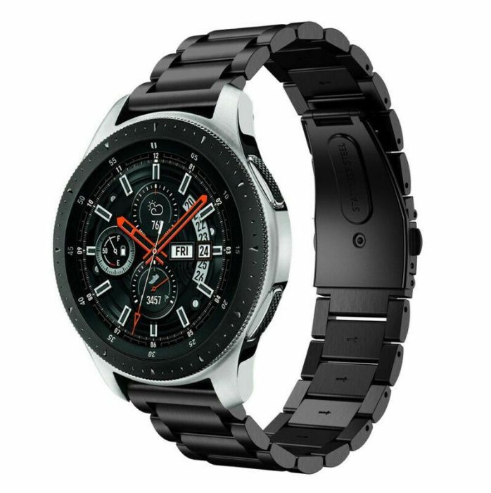 Bracelete Metal Maciça Preto Matte 18mm 20mm 22mm Fecho Báscula