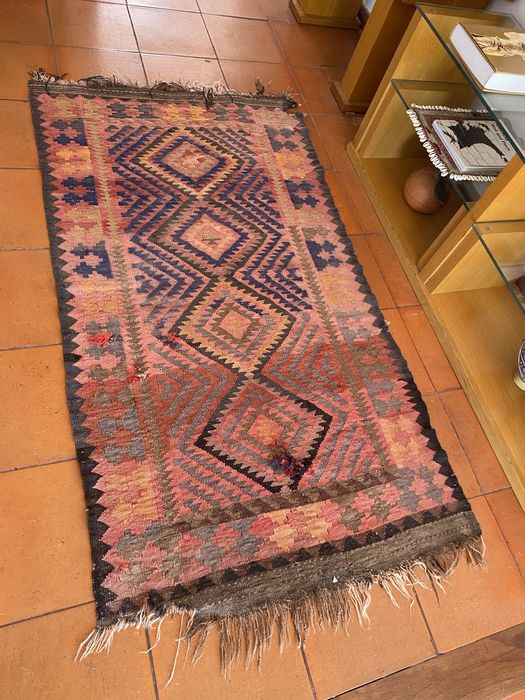 .	Tapete Kilim de Lã Antigo – Afeganistão – Vintage 175x94cm