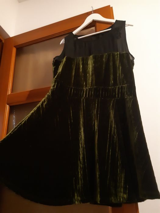 Sukienka welurowa czarno zielona XXL